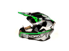 Шлем кроссовый EXDRIVE (size: M, черно-зеленый глянцевый, EX-806 MX)