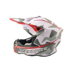 Шлем кроссовый EXDRIVE (size: XS, бело-красный матовый, EX-806 MX)