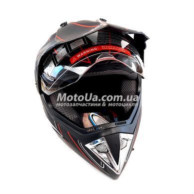 Шлем кроссовый EXDRIVE с визором (size: S, черно-красный, EX-803)