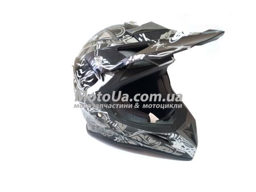 Шлем кроссовый HF-116 (size: XL, черный с белым рисунком)