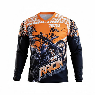 Джерсі M - (Polyester 100%), довгі рукави, оранжево-чорна Racing team
