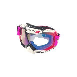 Очки кроссовые VEMAR MJ-1016С (черно-розовые, прозрачное стекло) Vemar