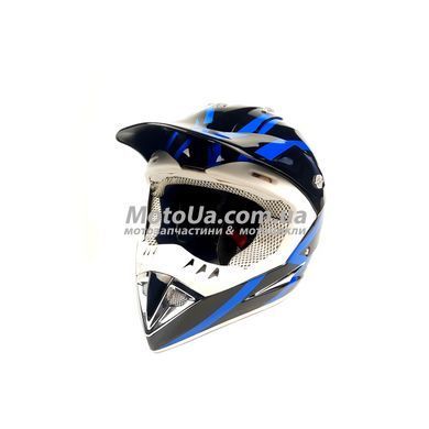 Шлем кроссовый EXDRIVE (size: L, черно-синий глянцевый, EX-802)