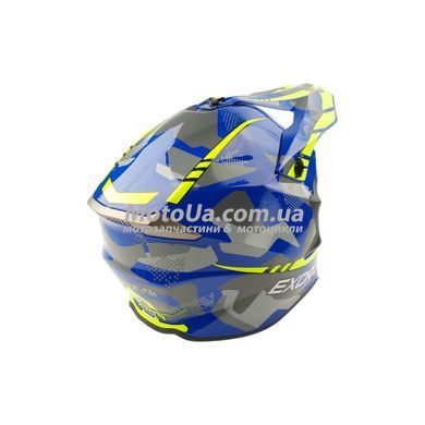 Шлем кроссовый EXDRIVE (size: S, сине-зеленый глянцевый, EX-806 MX)