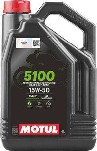 Масло 4T, 4л (напівсинтетика, 15W-50, 5100) Motul Франція