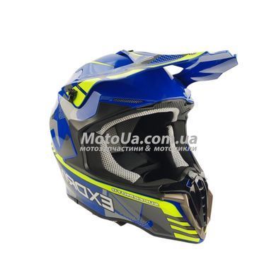 Шлем кроссовый EXDRIVE (size: XL, сине-зеленый глянцевый, EX-806 MX)