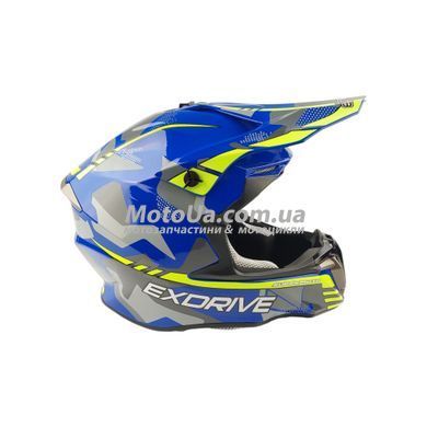 Шлем кроссовый EXDRIVE (size: XL, сине-зеленый глянцевый, EX-806 MX)