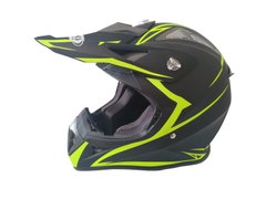 Шлем кроссовый HF-116 (size: XL, черный-матовый с зеленым рисунком)