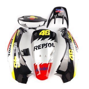 Комплект пластику HONDA DIO AF-35 (різнобарвний) REPSOL сіро-чорний No4