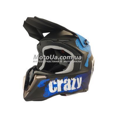 Шолом кросовий EXDRIVE (size: M, синьо-чорний матовий, EX-806 CRAZY)