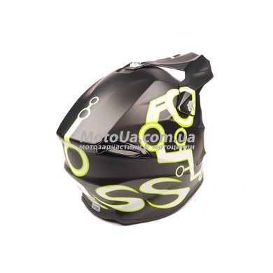 Шлем кроссовый VOSS (size: XL, черный матовый, желтые полосы)