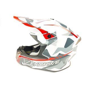 Шлем кроссовый EXDRIVE (size: XL, бело-красный матовый, EX-806 MX)