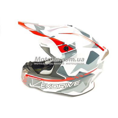 Шлем кроссовый EXDRIVE (size: XL, бело-красный матовый, EX-806 MX)