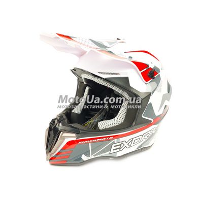 Шлем кроссовый EXDRIVE (size: XL, бело-красный матовый, EX-806 MX)