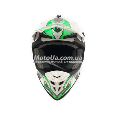 Шлем кроссовый GEON (size: M, бело-зеленый глянцевый, 633 MX)