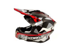 Шлем кроссовый EXDRIVE (size: M, черно-красный матовый, EX-806 MX)