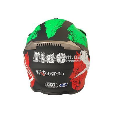 Шлем кроссовый EXDRIVE (size: XL, зелено-черный матовый, EX-806 CRAZY)