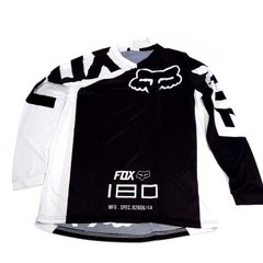 Футболка FOX (Джерсі) М - (Polyester 100$), довгий рукав, вільний крій, біло-чорна