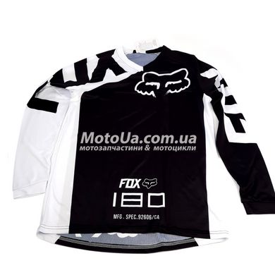Футболка FOX (Джерсі) М - (Polyester 100$), довгий рукав, вільний крій, біло-чорна