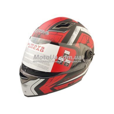 Шлем закрытый интеграл EX-09 (size: M, черно-красный + очки, матовый) Exdrive