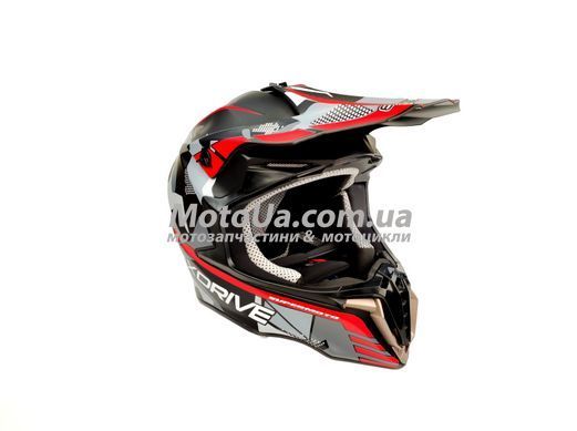 Шлем кроссовый EXDRIVE (size: L, черно-красный матовый, EX-806 MX)