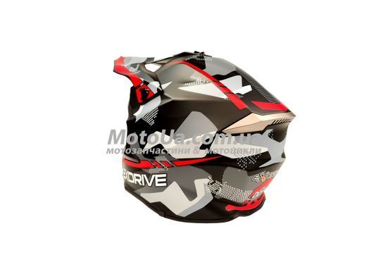 Шлем кроссовый EXDRIVE (size: L, черно-красный матовый, EX-806 MX)