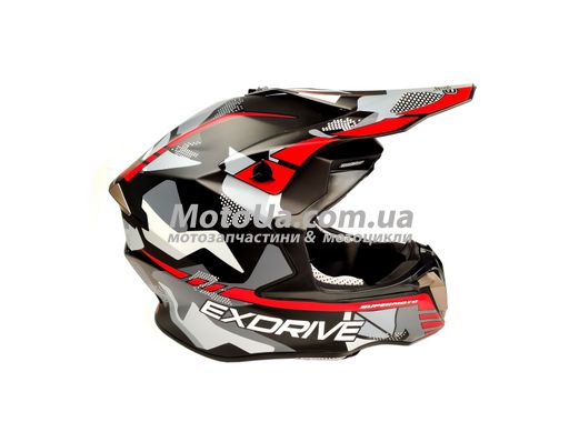 Шлем кроссовый EXDRIVE (size: XL, черно-красный матовый, EX-806 MX)