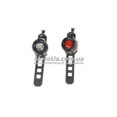 Габарит передний + задний вело, 2хLEDs 0,5W,2XCR2032 ком,влагозах ал. кор, 3реж GR12100 Grey's