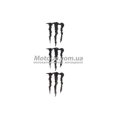 Наклейка логотип MONSTER ENERGY (5x6 см, 3 шт., чорна)
