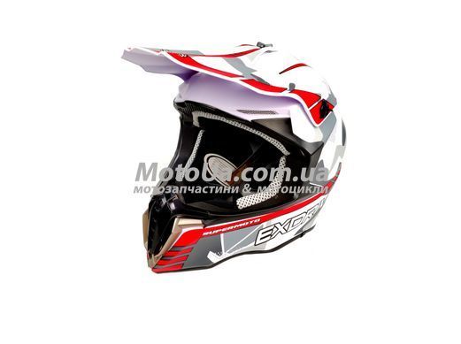 Шлем кроссовый EXDRIVE (size: L, бело-красный матовый, EX-806 MX)