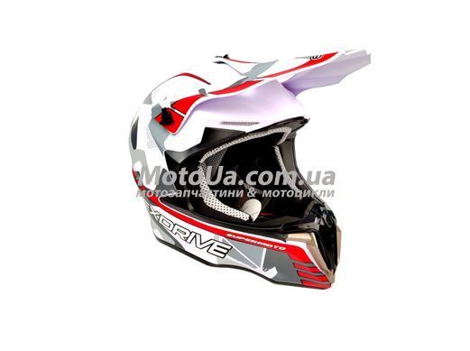 Шлем кроссовый EXDRIVE (size: L, бело-красный матовый, EX-806 MX)