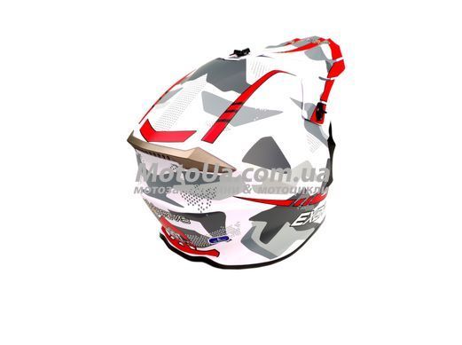 Шлем кроссовый EXDRIVE (size: L, бело-красный матовый, EX-806 MX)