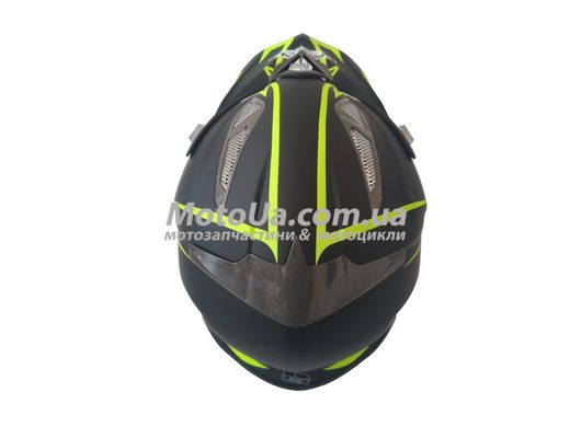 Шлем кроссовый HF-116 (size: L, черный-матовый с зеленым рисунком)