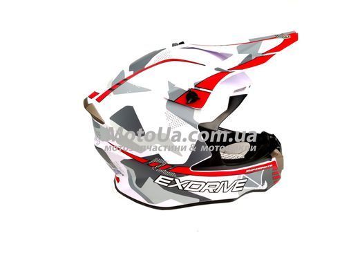 Шлем кроссовый EXDRIVE (size: S, бело-красный матовый, EX-806 MX)