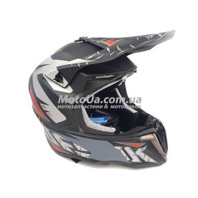 Шолом кросовий EXDRIVE (size: M, чорно-червоно-сірий матовий, EX-806 VOX)