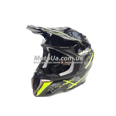 Шолом кросовий EXDRIVE (size: S, чорно-зелений глянцевий, EX-806 Spider)