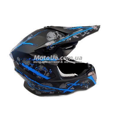 Шлем кроссовый EXDRIVE (size: M, черно-синий матовый, EX-806 Spider)