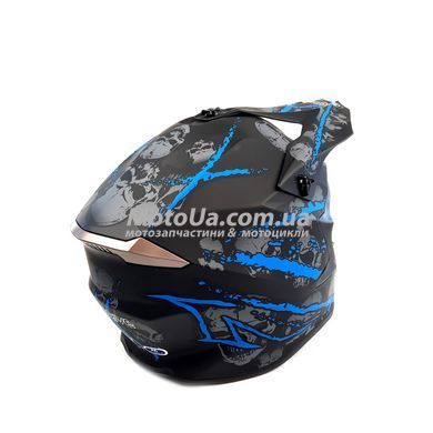 Шлем кроссовый EXDRIVE (size: M, черно-синий матовый, EX-806 Spider)