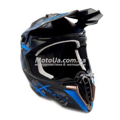 Шлем кроссовый EXDRIVE (size: M, черно-синий матовый, EX-806 Spider)