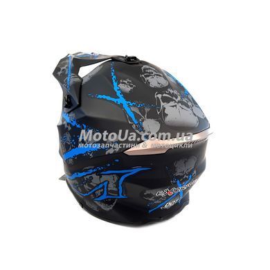 Шлем кроссовый EXDRIVE (size: M, черно-синий матовый, EX-806 Spider)