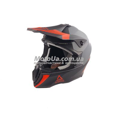Шлем кроссовый AMOQ (size: XS, черно-серо-красный матовый)