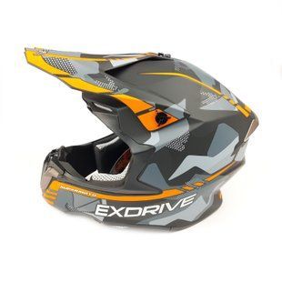 Шолом кросовий EXDRIVE (size: S, чорно-оранжевий глянцевий EX-806 MX)