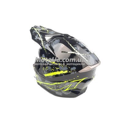 Шолом кросовий EXDRIVE (size: M, чорно-зелений глянцевий, EX-806 Spider)
