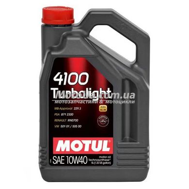 Моторное масло Motul 4100 Turbolight 10W-40 (5Л, полусинтетическое), Франция