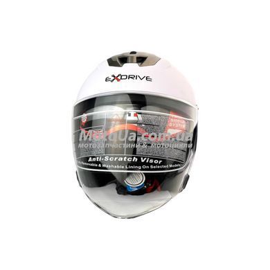 Шлем открытый EXDRIVE + очки (size: M, белый матовый, EX-586)