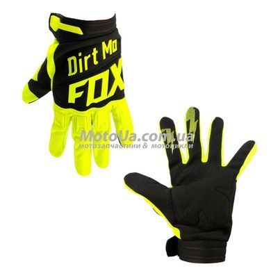 Перчатки FOX (mod:Dirt, size:M, черно-салатовые, мотоциклетные)