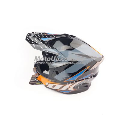 Шлем кроссовый EXDRIVE (size: L, черно-синий глянцевый, EX-806 VOX)
