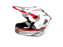 Шлем кроссовый EXDRIVE (size: M, бело-красный матовый, EX-806 MX)