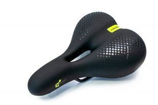 Сідло комфортне з отвором 265*190 чорне з жовтим DDK 391MF Memory foam