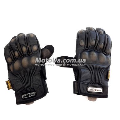 Перчатки Madbike (size: L, черные, кожаные с накладкой на кисть, GK-183)